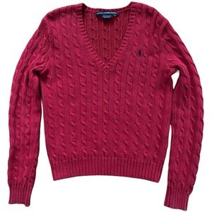 Ralph Lauren Women's Red Cable Knit Sweater
